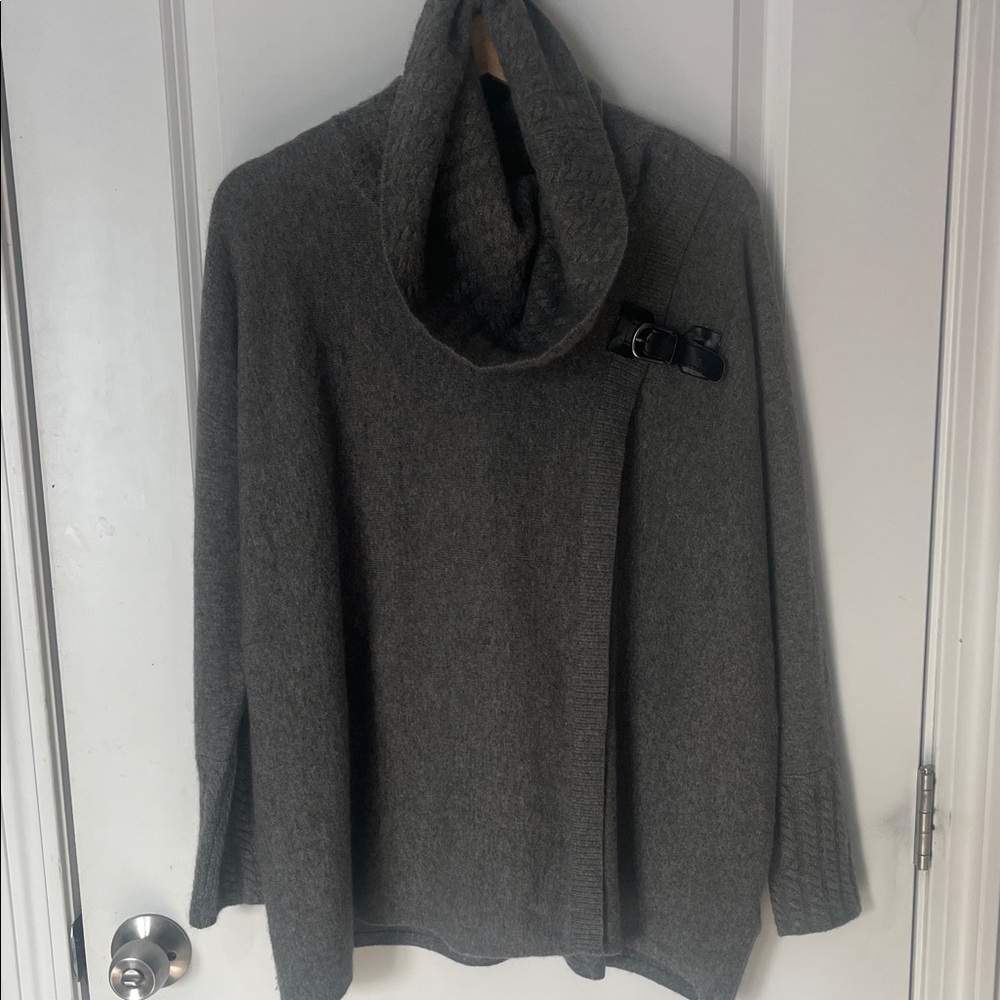 Saks Fifth Avenue Charcoal Cowl Neck Sweater with Buckle